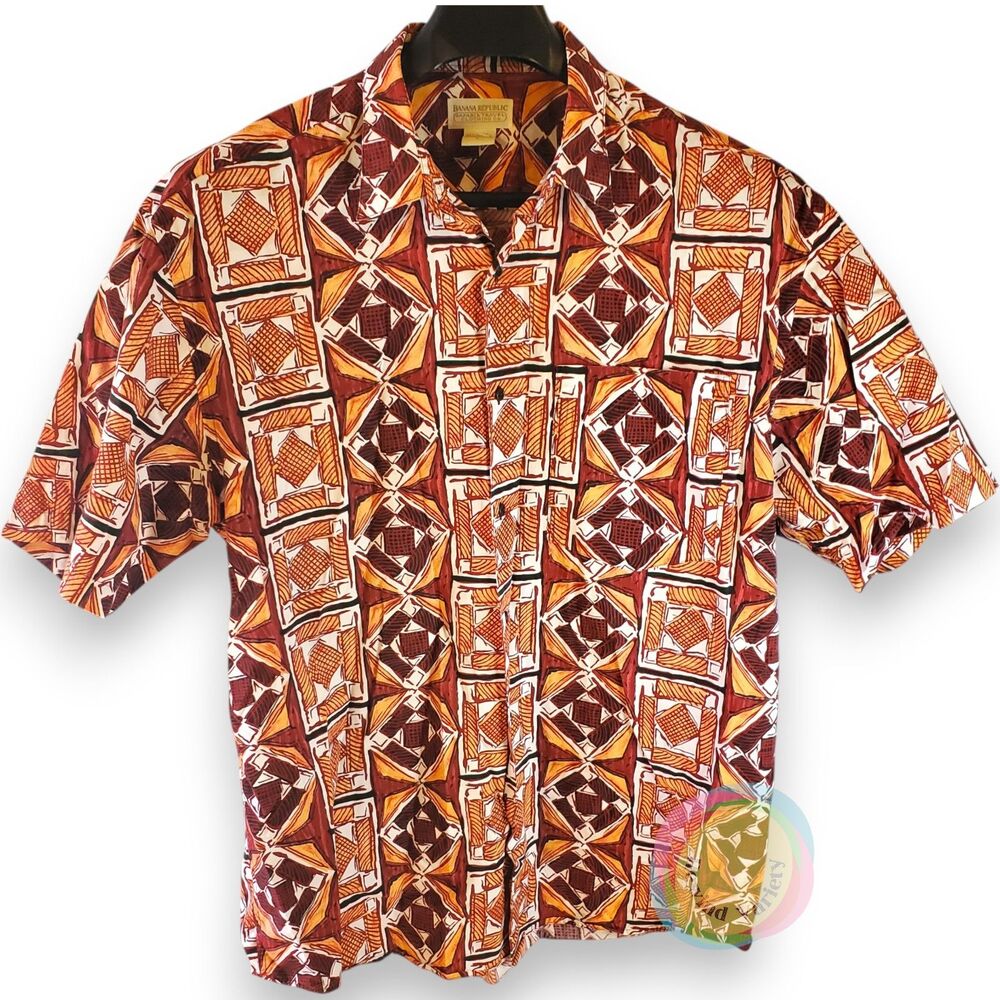 Rare Vintage Banana Republic Pre-Gap Safari Shirt Men's Large Floral Cotton